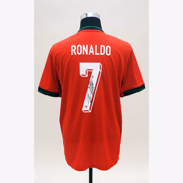 Ronaldo autographed Portugal national team 2024 home jersey