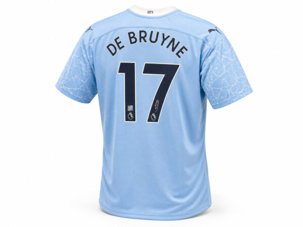 KEVIN DE BRUYNE BACK SIGNED MANCHESTER BRUYM CITY 2020-21 HOME SHIRT