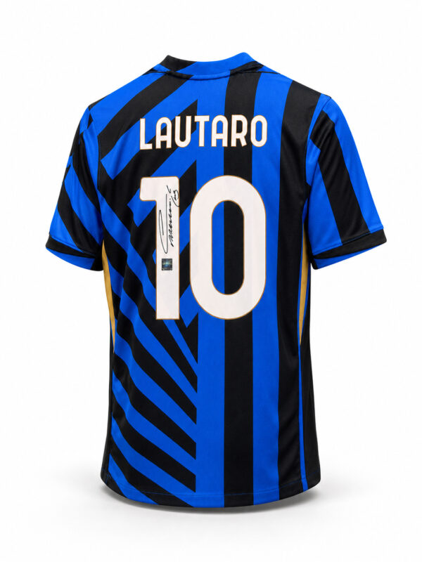 LAUTARO MARTINEZ BACK SIGNED INTERNAZIONALE 2024-25 HOME SHIRT WITH FAN STYLE NUMBER