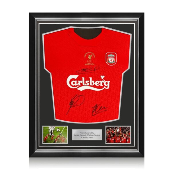 Liverpool 2005 Istanbul Final Signed Shirt | Gerrard, Smicer & Xabi Alonso Triple Autograph Edition