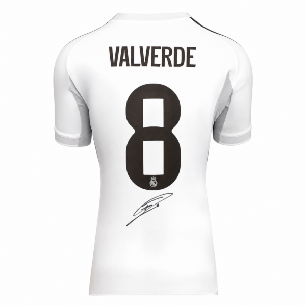 Federico Valverde Black Signed Real Madrid CF 2025-26 Home Jersey