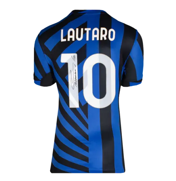 Lautaro Martinez Back Signed Internazionale 2024-25 Authentic Home Shirt – Inter Milan UEFA Top Goal Scorer Inscription
