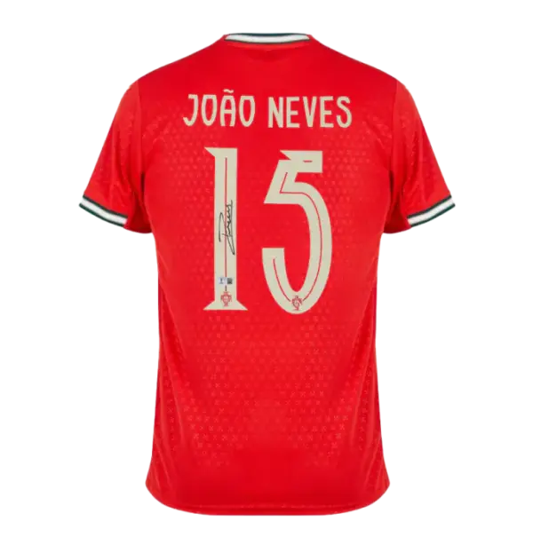 Joao Neves Official Back Signed Portugal 2025 Home Shirt